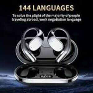 Ai Translation Black Headset, Bone Conducting Wireless Headset, Real-time